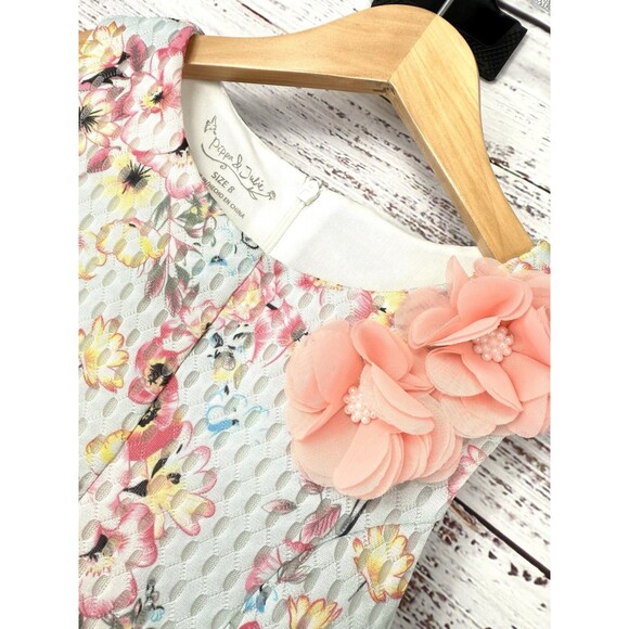 Pippa & Julie floral wedding Party Midi Flare Sleeveless dress Girl 8 Blue - Picture 2 of 3